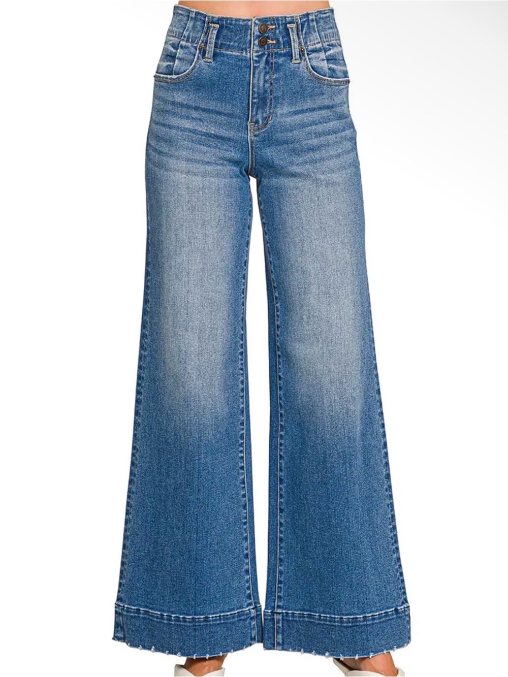 Zenana High-Waist Wide Leg Blue Jeans - Women's